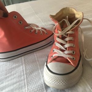 Size 6 tall converse, coral |best offer